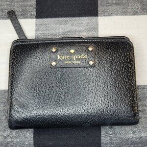 Kate Spade Tellie Grove Street Bi-Fold Black All Leather Snap Wallet